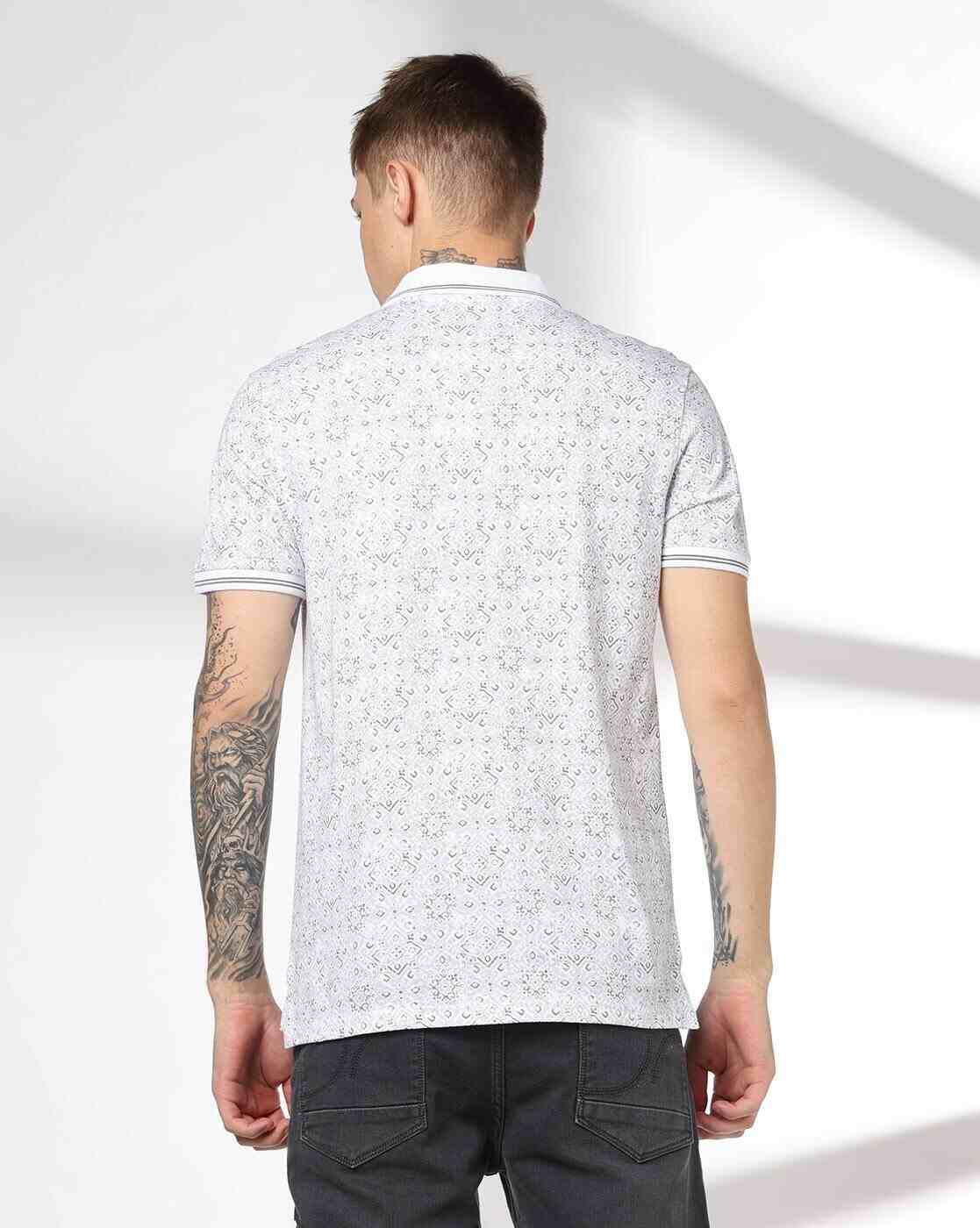 JOHN PLAYERS JEANS | Men Micro Print Slim Fit Polo T-Shirt|2