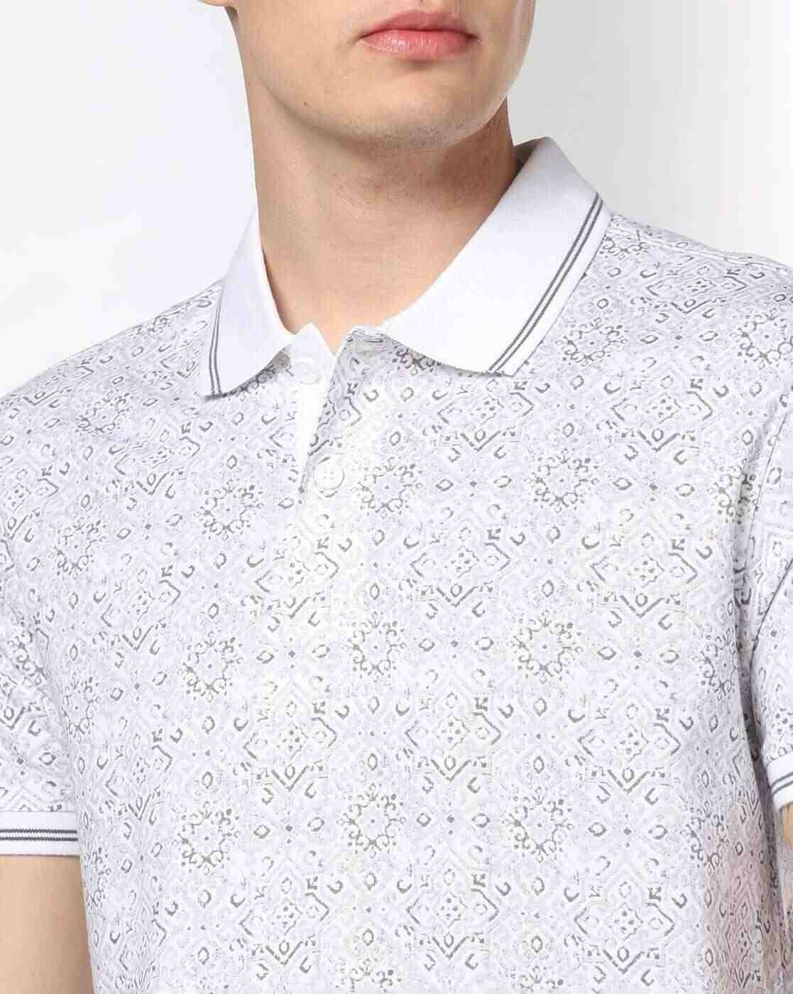 JOHN PLAYERS JEANS | Men Micro Print Slim Fit Polo T-Shirt|3