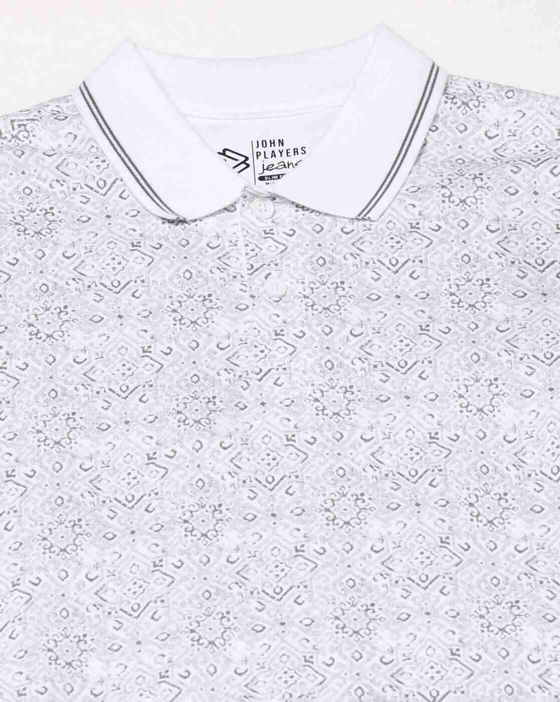JOHN PLAYERS JEANS | Men Micro Print Slim Fit Polo T-Shirt|4