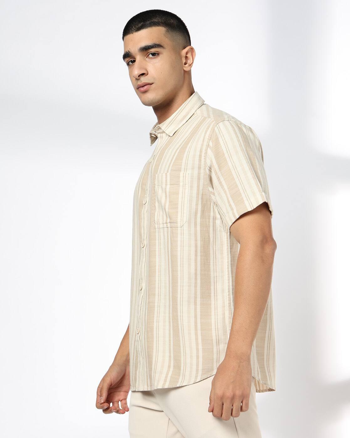 JOHN PLAYERS JEANS | Men Striped Regular Fit Cotton Shirt|1