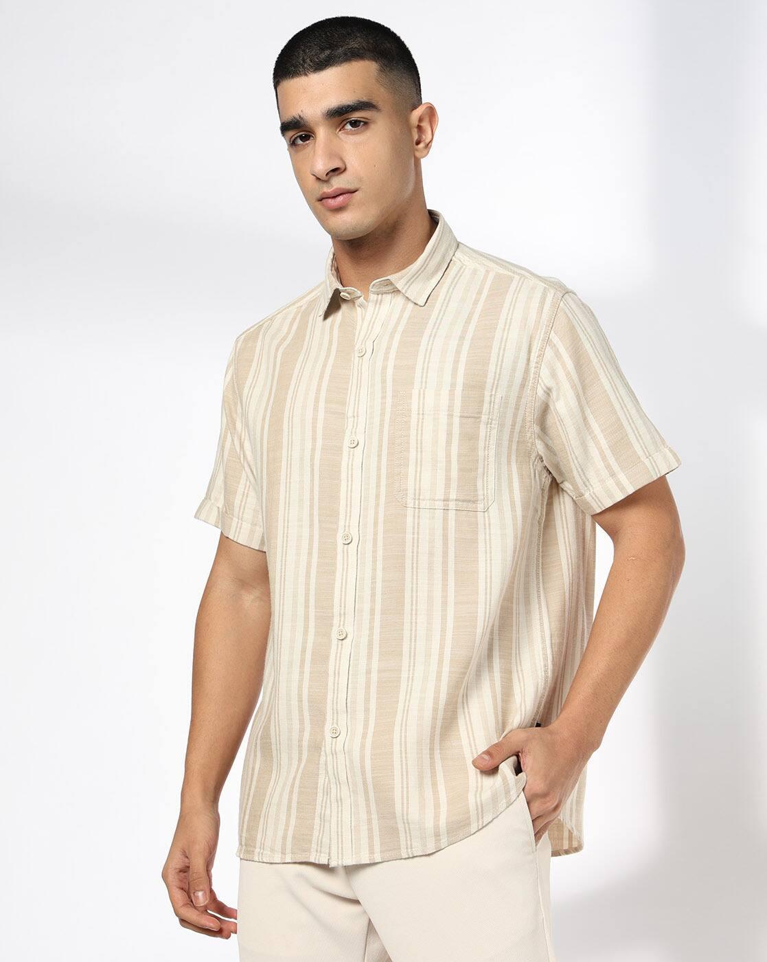 JOHN PLAYERS JEANS | Men Striped Regular Fit Cotton Shirt|3