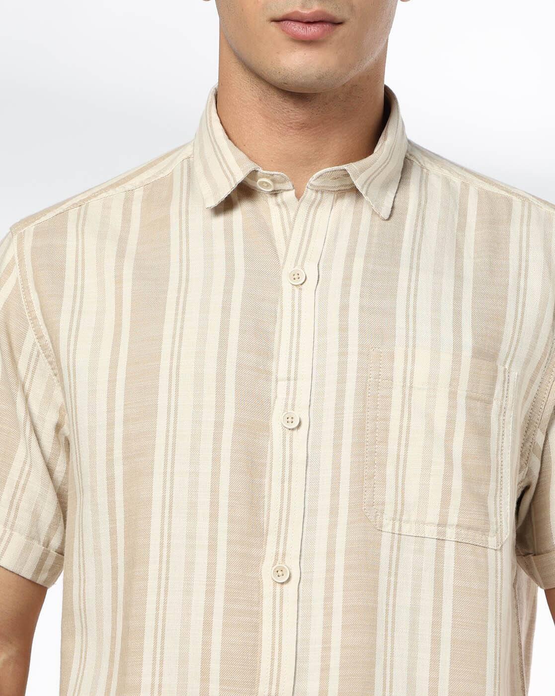 JOHN PLAYERS JEANS | Men Striped Regular Fit Cotton Shirt|4