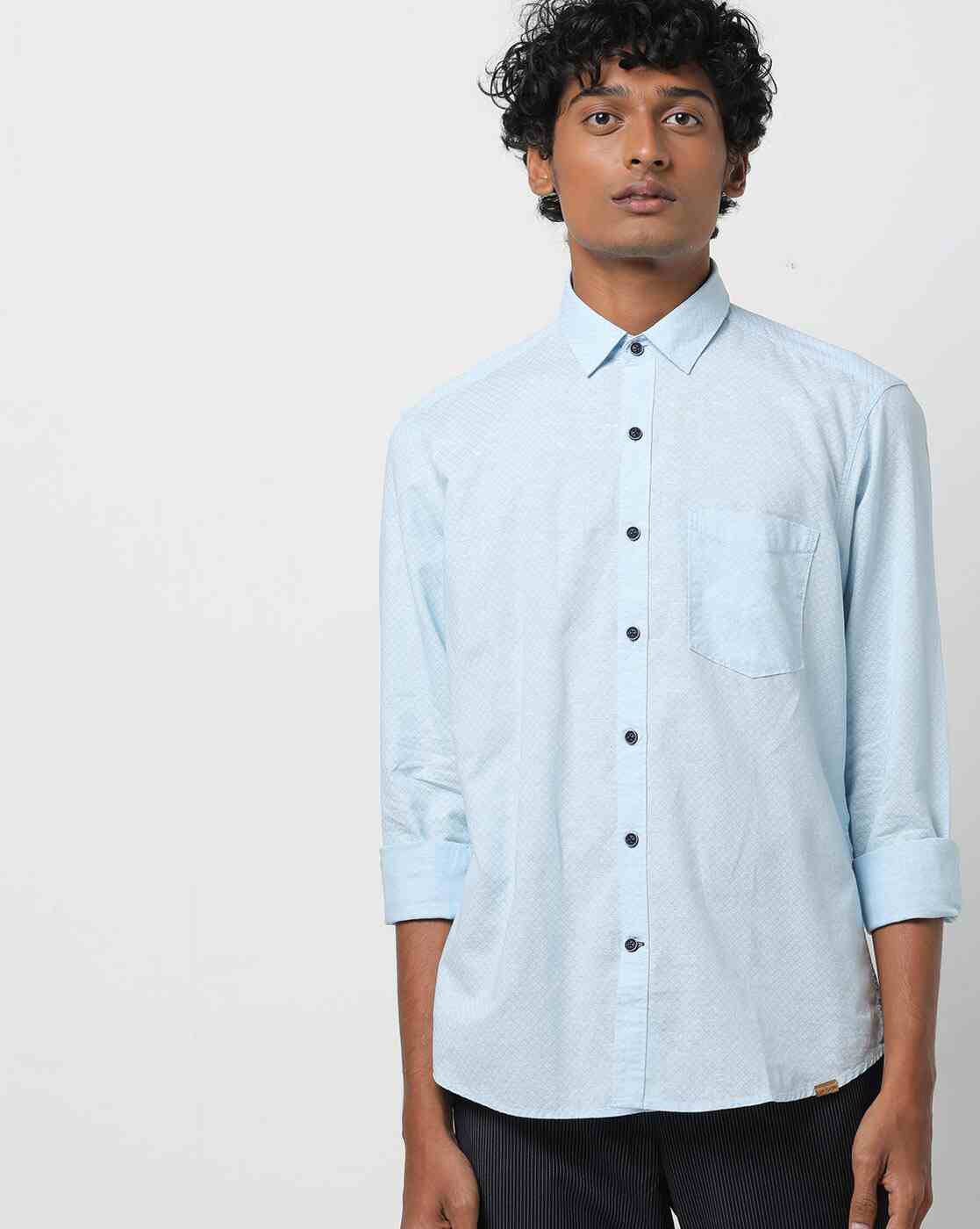JOHN PLAYERS | Men Printed Slim Fit Shirt with Patch Pocket|0