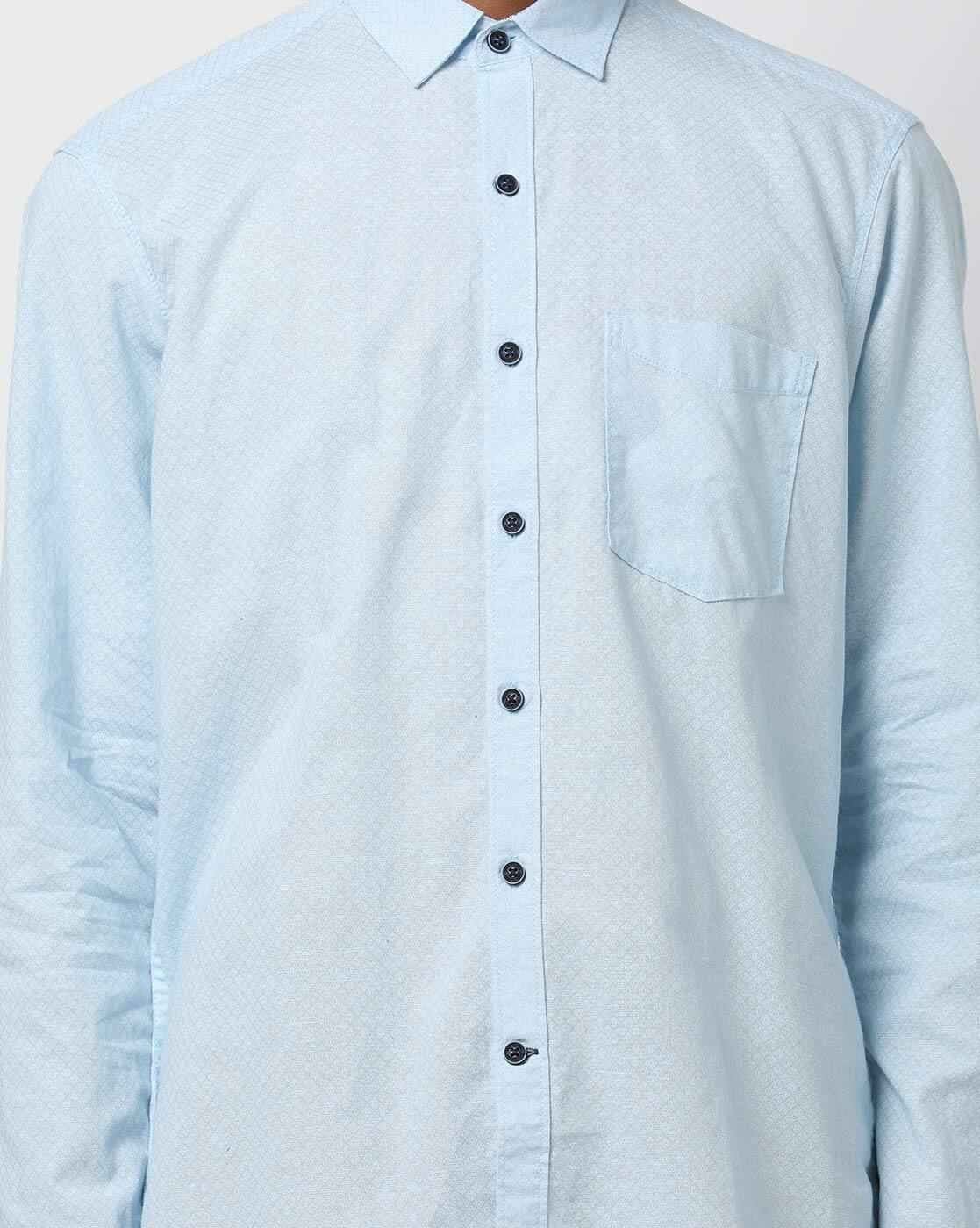 JOHN PLAYERS | Men Printed Slim Fit Shirt with Patch Pocket|2