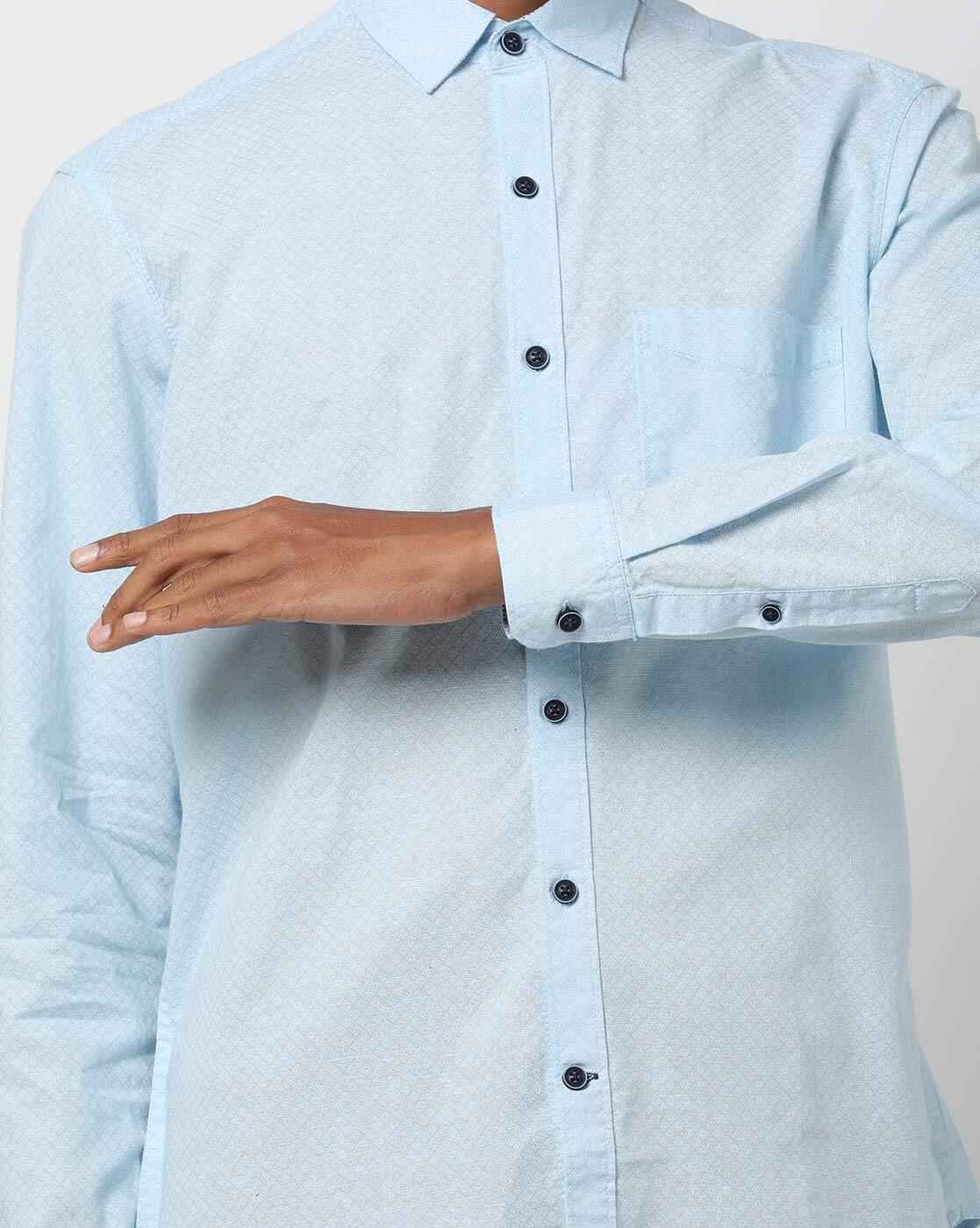 JOHN PLAYERS | Men Printed Slim Fit Shirt with Patch Pocket|3