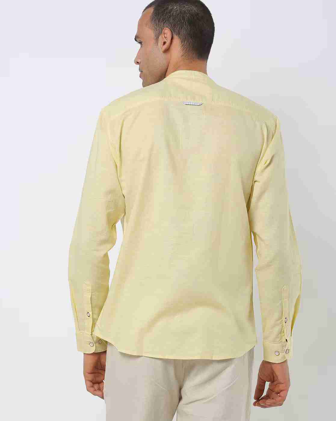 JOHN PLAYERS | Men Slim Fit Shirt with Band Collar|1