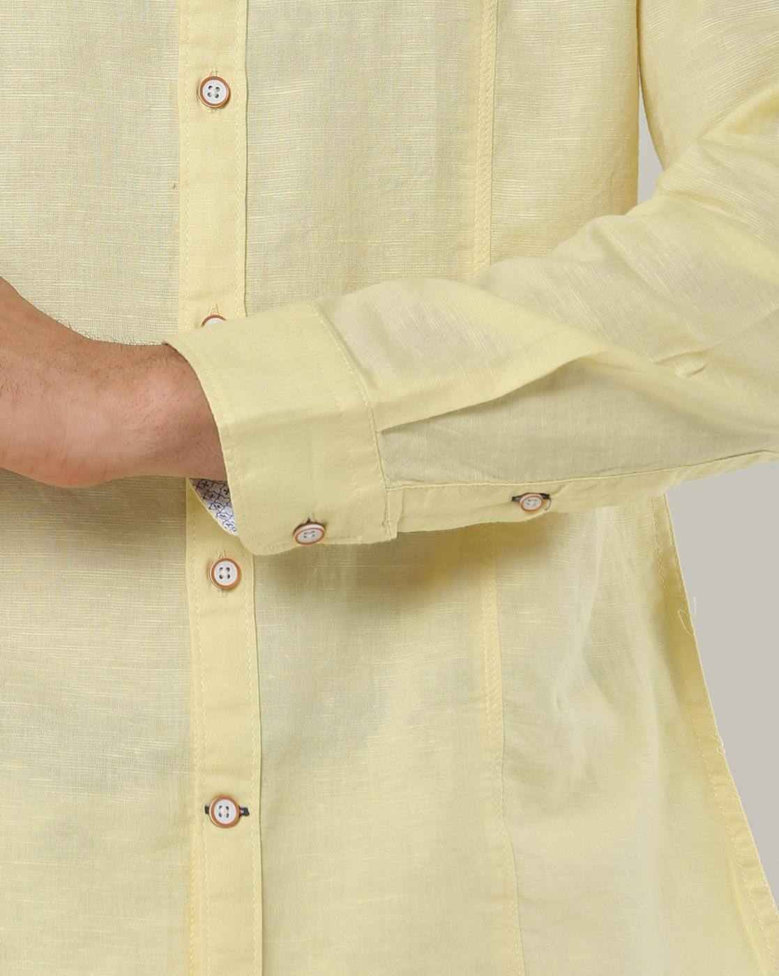 JOHN PLAYERS | Men Slim Fit Shirt with Band Collar|3