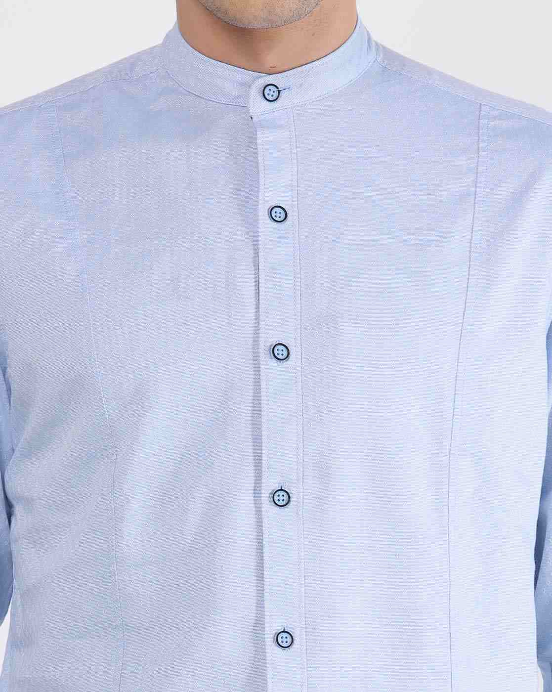 JOHN PLAYERS | Men Printed Slim Fit Shirt with Band Collar|2