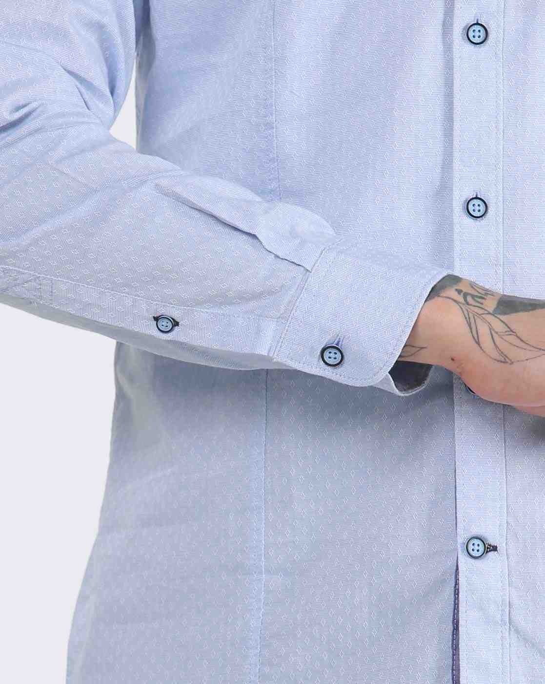 JOHN PLAYERS | Men Printed Slim Fit Shirt with Band Collar|3