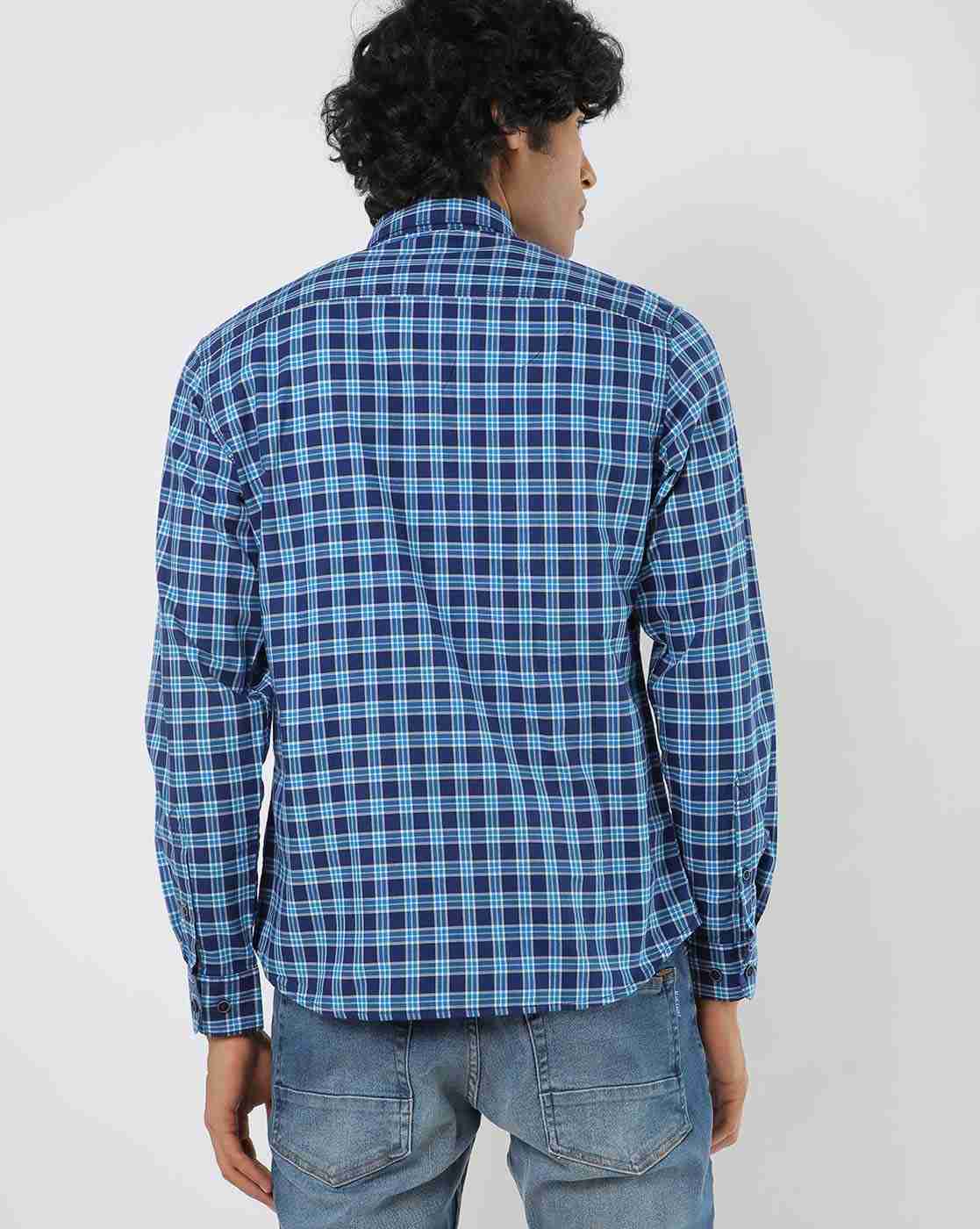 JOHN PLAYERS | Checked Slim Fit Shirt with Patch Pocket|1
