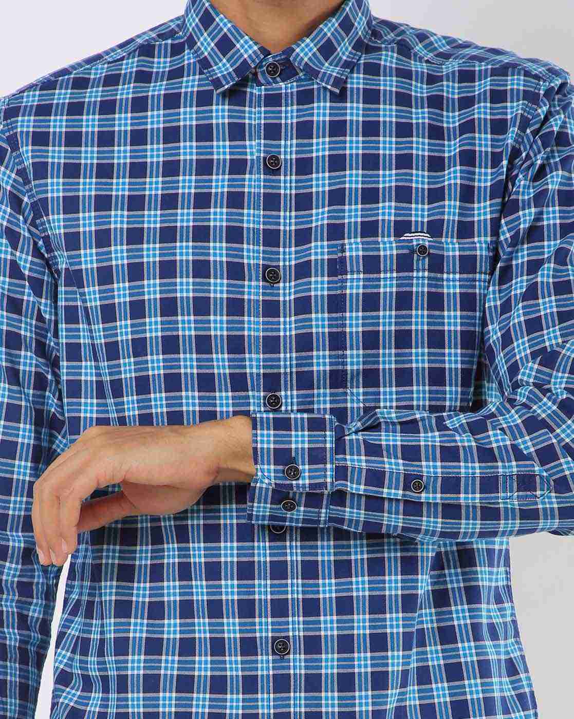 JOHN PLAYERS | Checked Slim Fit Shirt with Patch Pocket|2