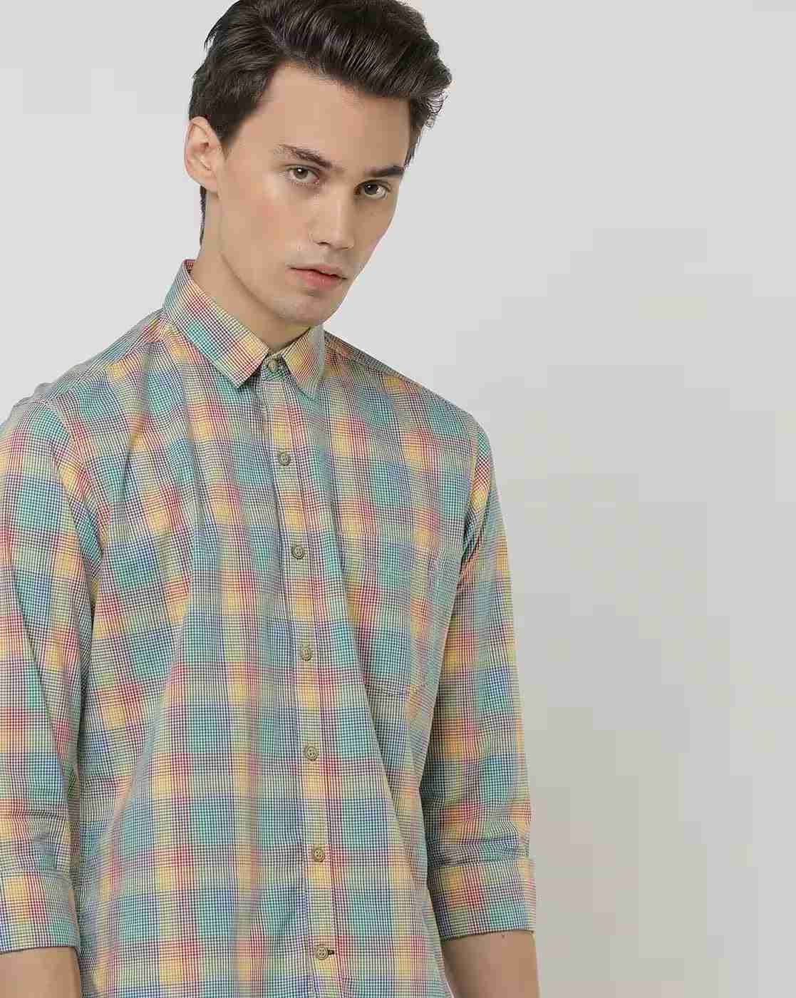 JOHN PLAYERS | Checked Slim Shirt with Patch Pocket|0