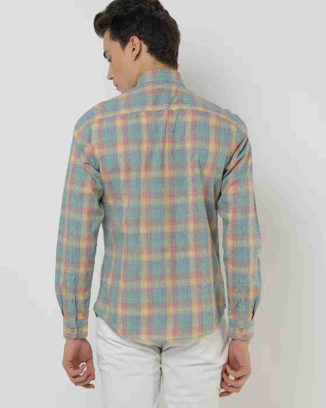 JOHN PLAYERS | Checked Slim Shirt with Patch Pocket|1