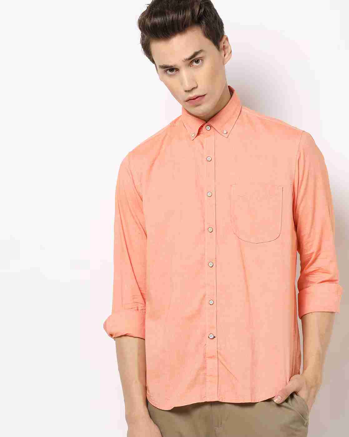 JOHN PLAYERS | Slim Fit Shirt with Button-Down Collar|0