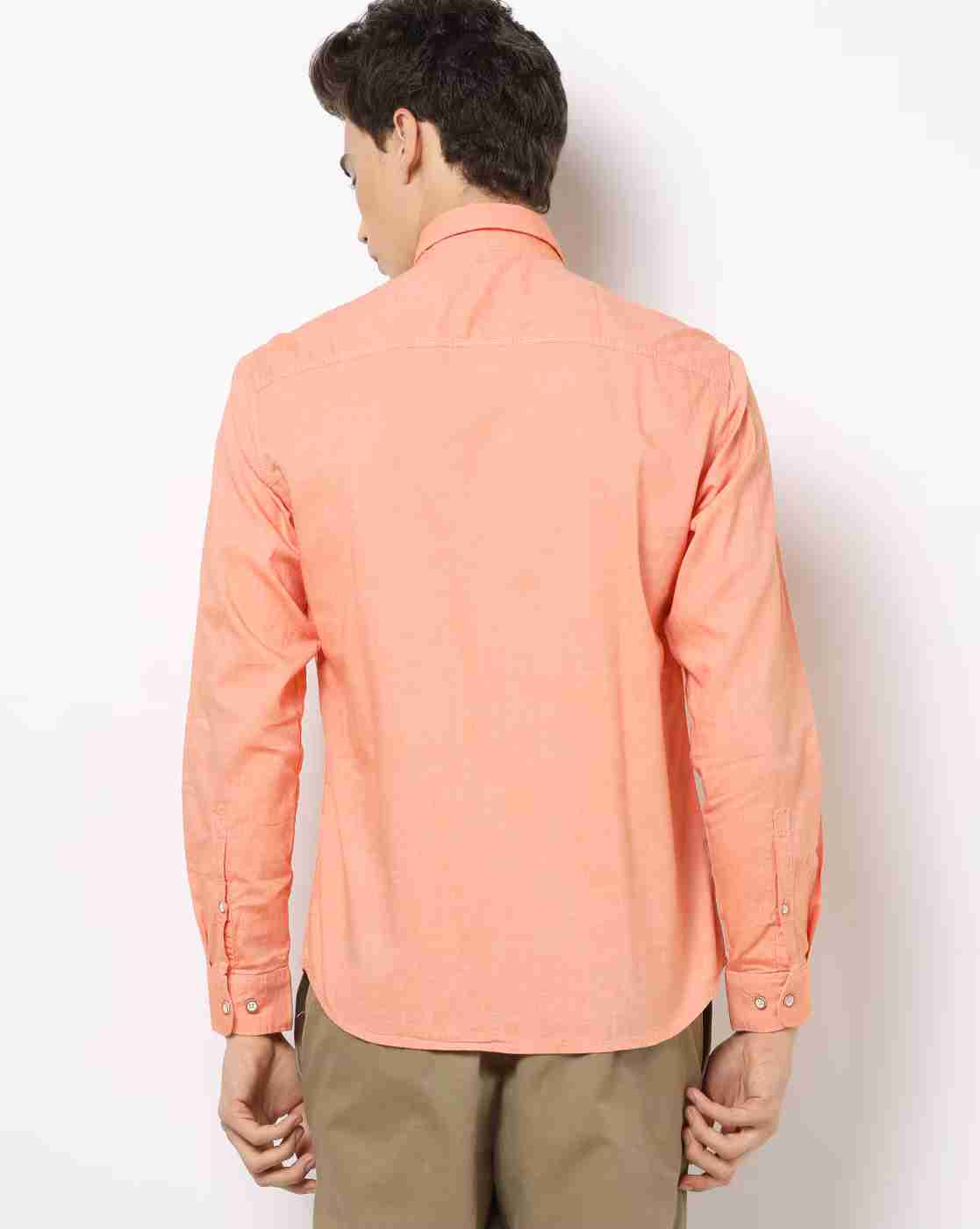 JOHN PLAYERS | Slim Fit Shirt with Button-Down Collar|1