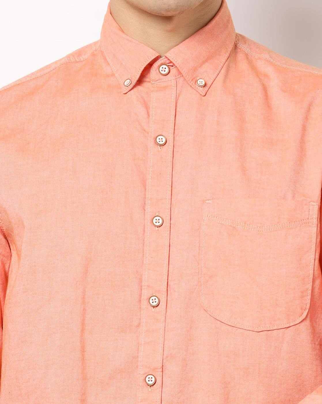 JOHN PLAYERS | Slim Fit Shirt with Button-Down Collar|2