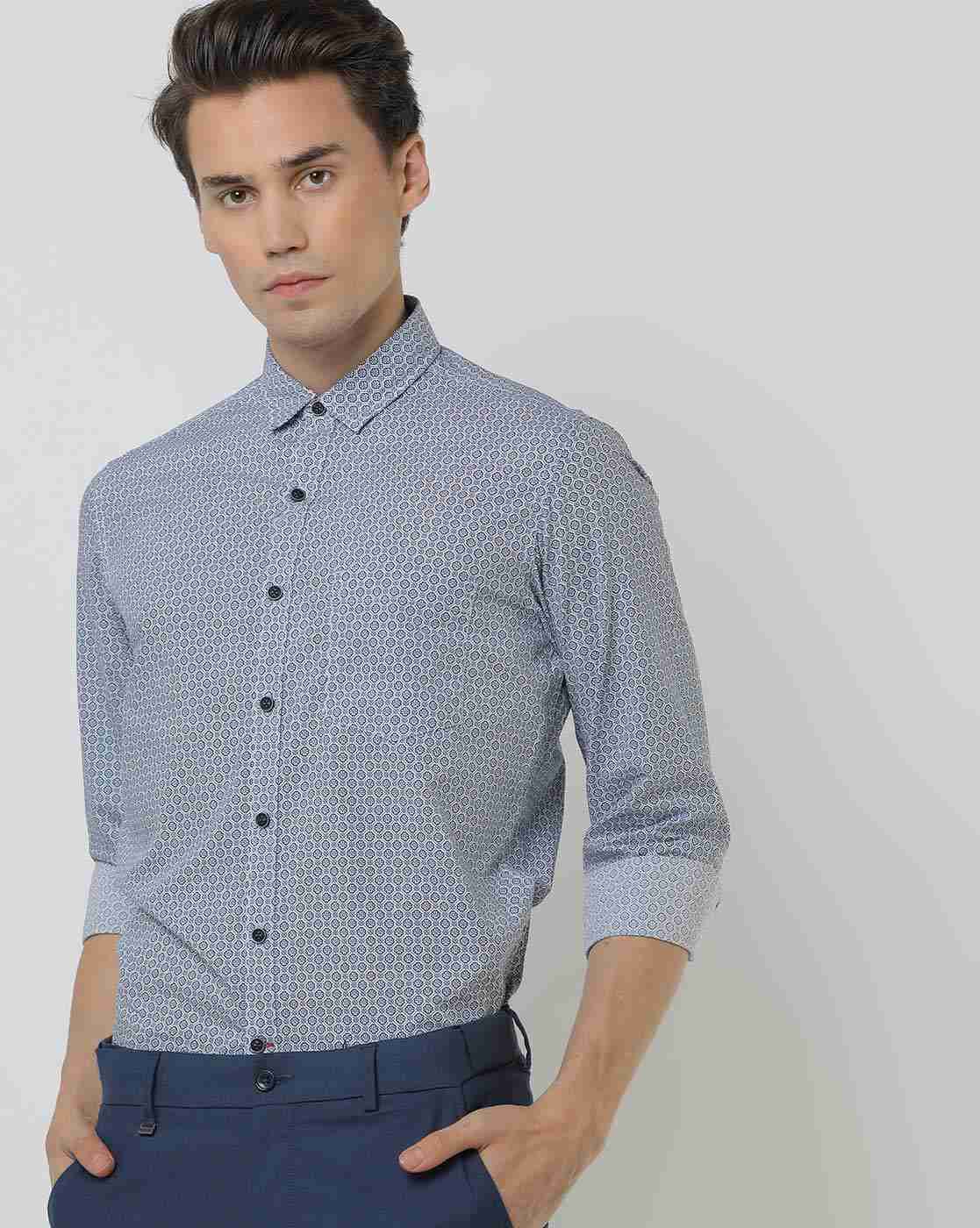Printed Slim Shirt with Patch Pocket
