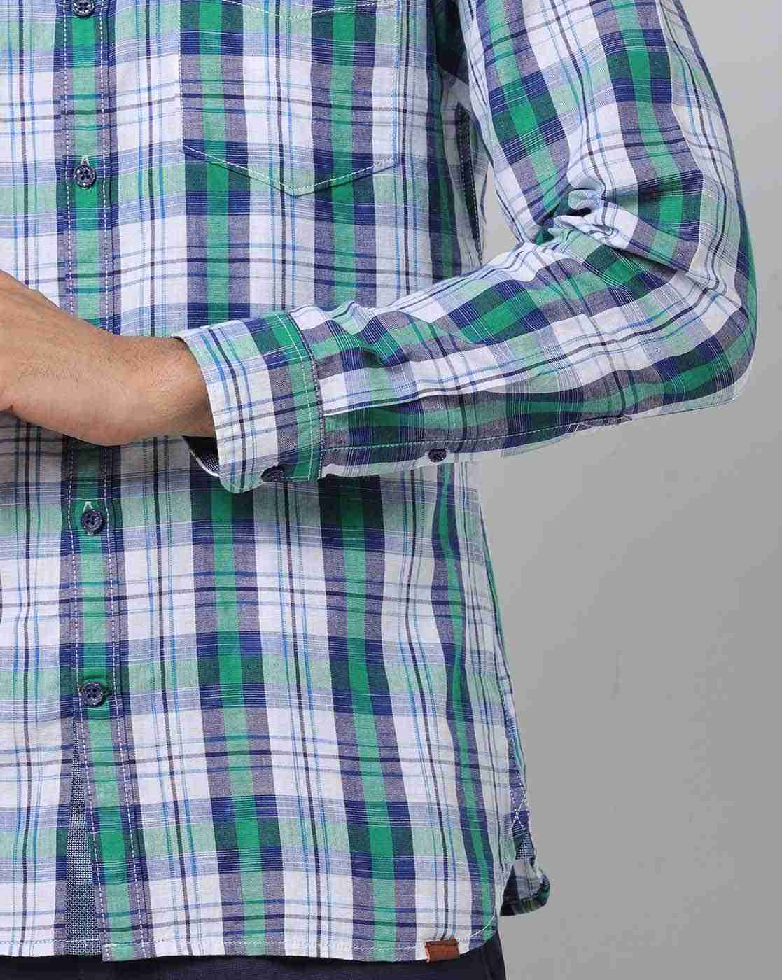 JOHN PLAYERS | Checked Slim Fit Shirt with Patch Pocket|3