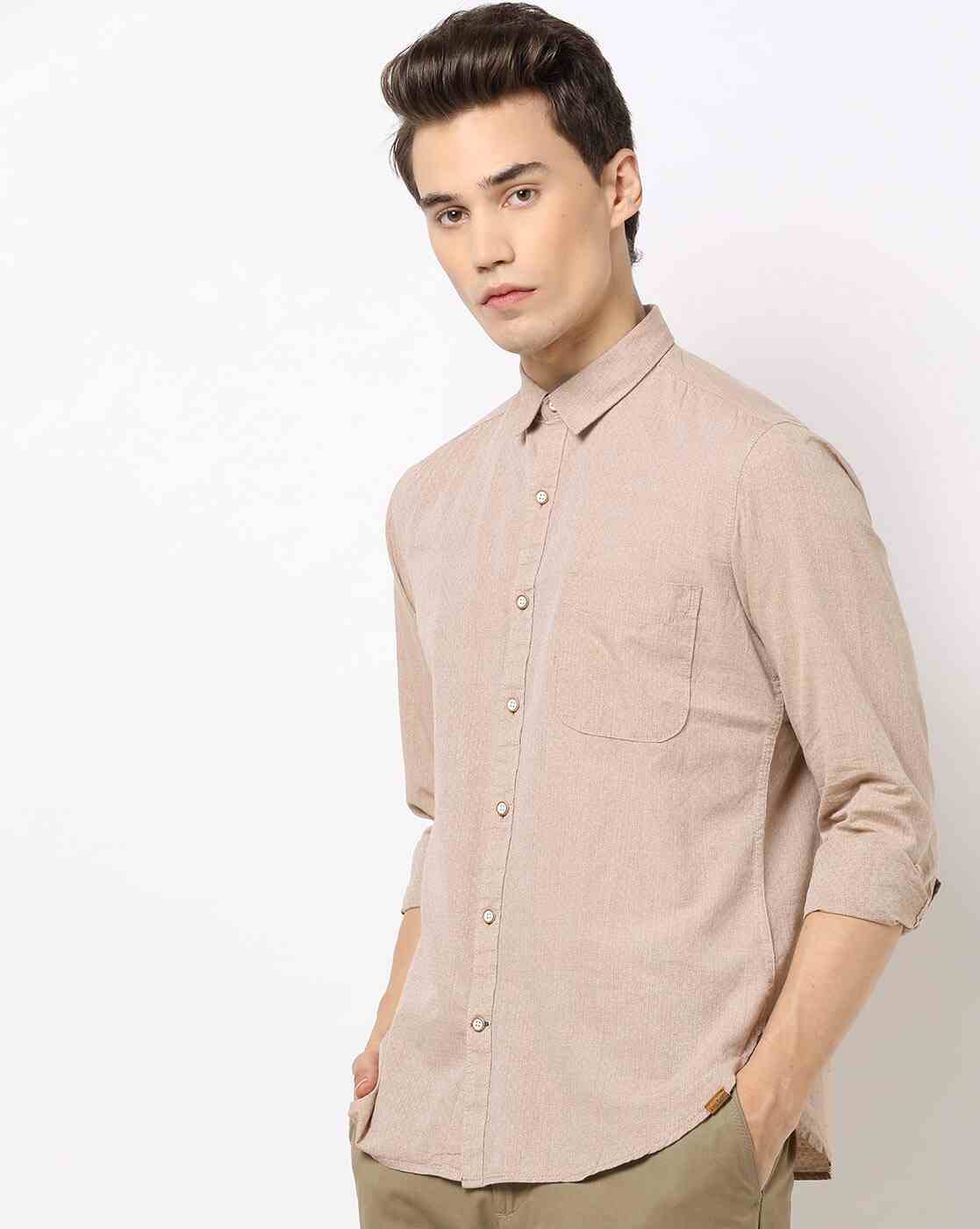 JOHN PLAYERS | Slim Fit Cotton Shirt with Patch Pocket|0