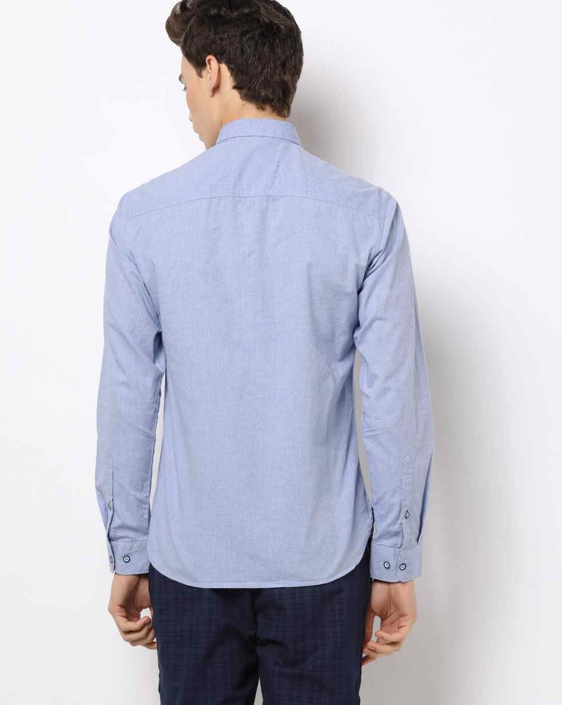 JOHN PLAYERS | Men Slim Fit Cotton Shirt with Patch Pocket|1