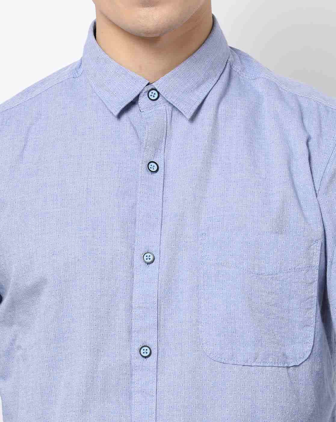 JOHN PLAYERS | Men Slim Fit Cotton Shirt with Patch Pocket|2