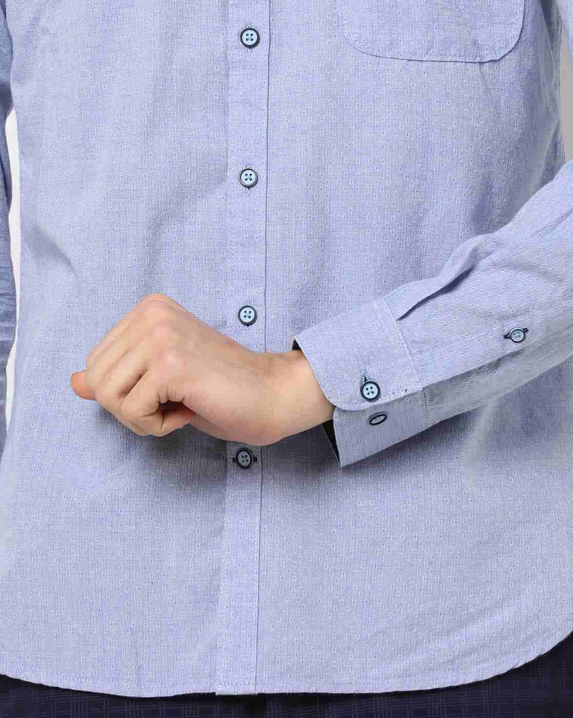 JOHN PLAYERS | Men Slim Fit Cotton Shirt with Patch Pocket|3