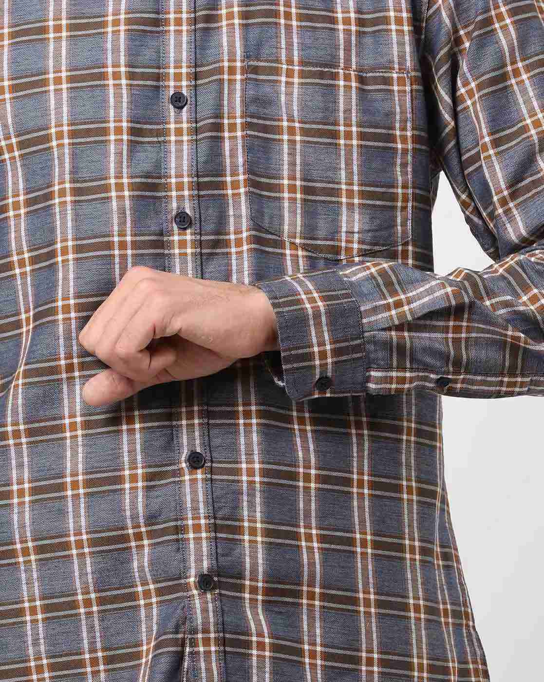 JOHN PLAYERS | Checked Extra-Slim Fit Shirt|3