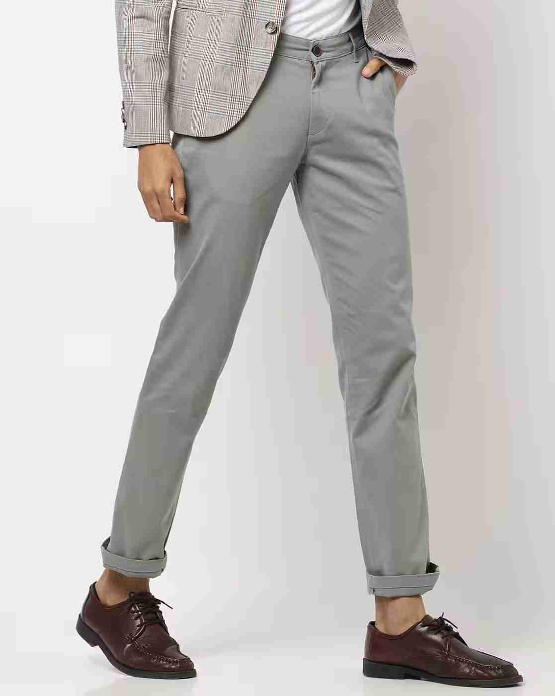 JOHN PLAYERS | Mid-Rise Slim Fit Flat-Front Trousers|0