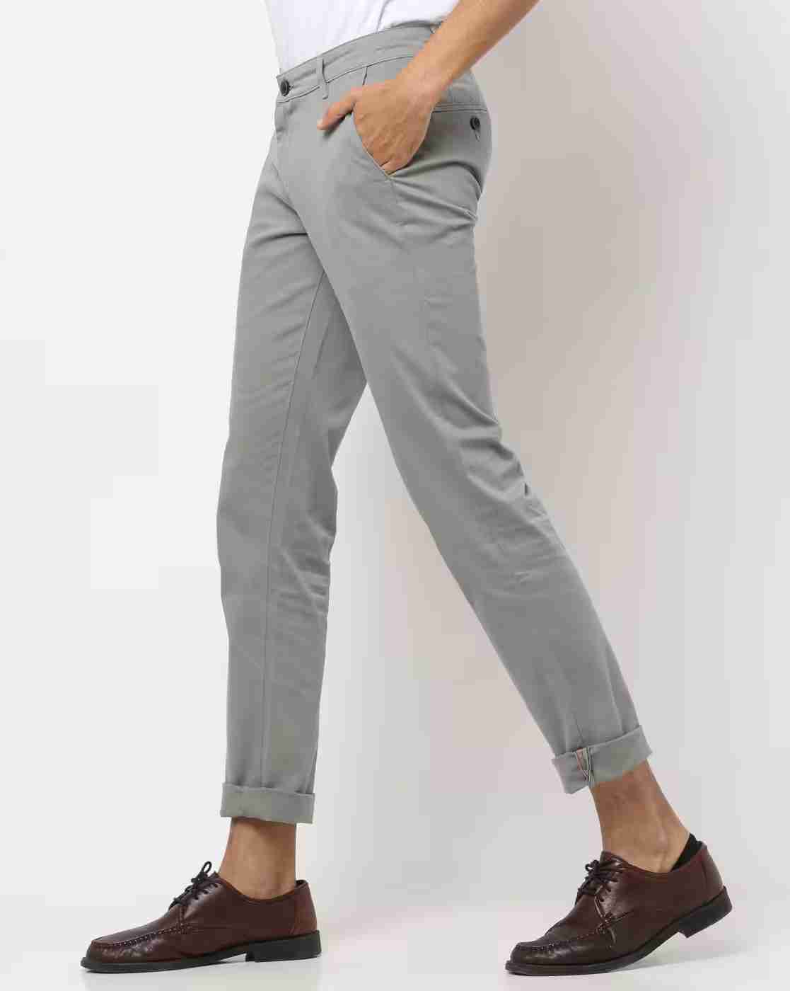 JOHN PLAYERS | Mid-Rise Slim Fit Flat-Front Trousers|1