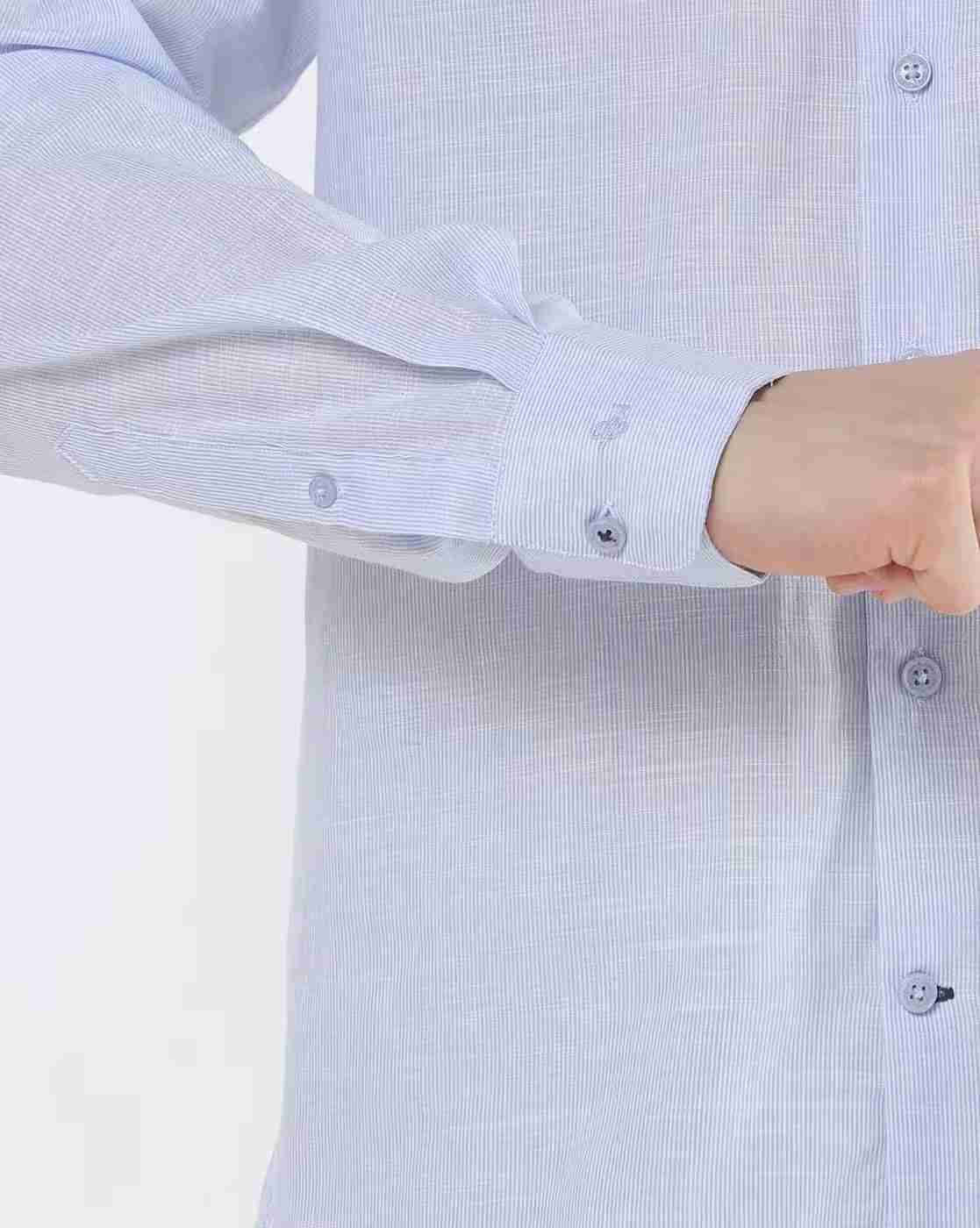 JOHN PLAYERS | Textured Slim Fit Shirt with Band Collar|3