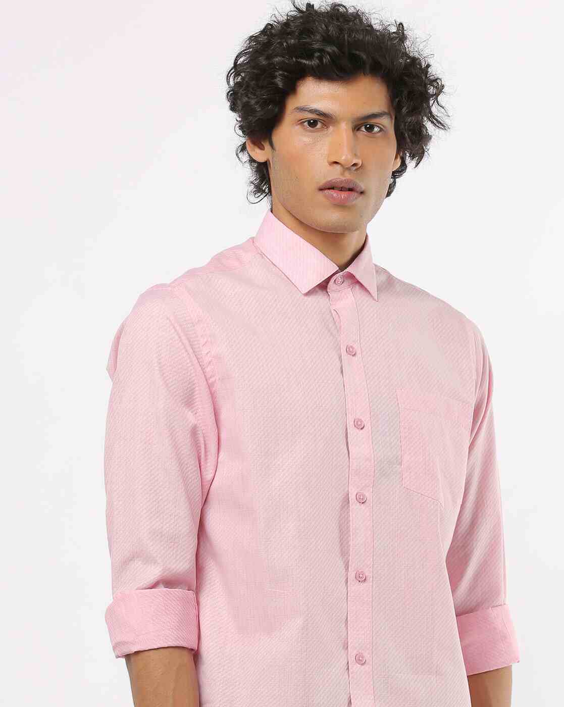 JOHN PLAYERS | Men Textured Slim Fit Shirt with Patch Pocket|0