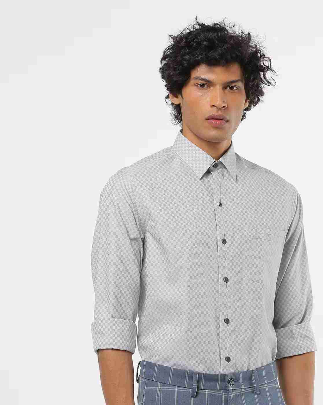 JOHN PLAYERS | Men Checked Slim Fit Shirt with Patch Pocket|0