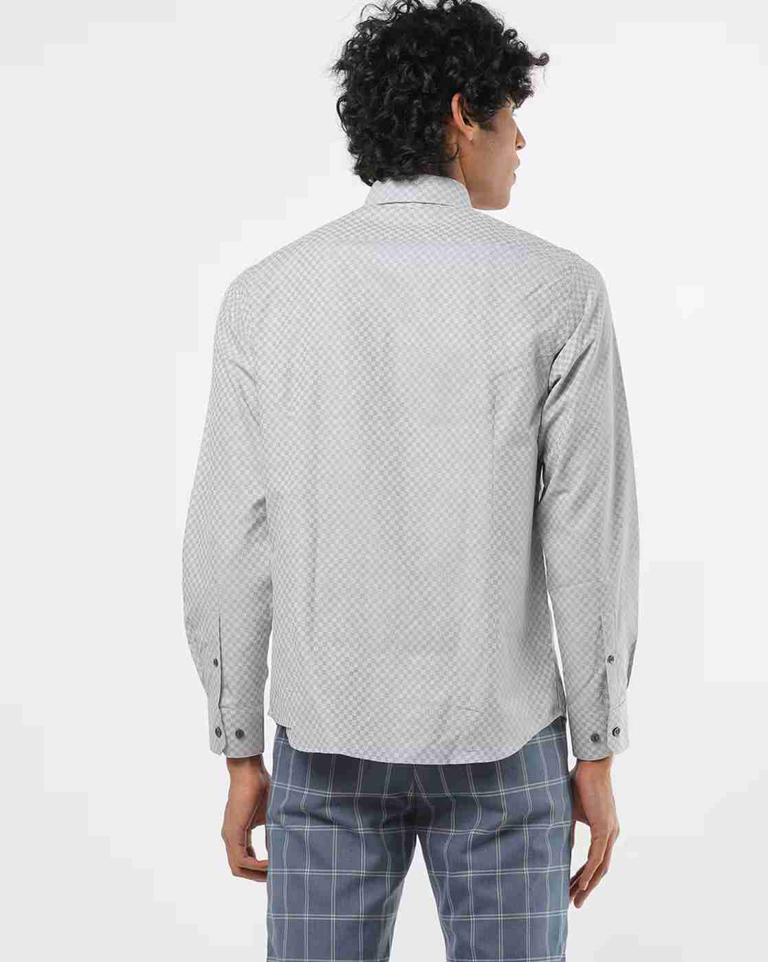 JOHN PLAYERS | Men Checked Slim Fit Shirt with Patch Pocket|1