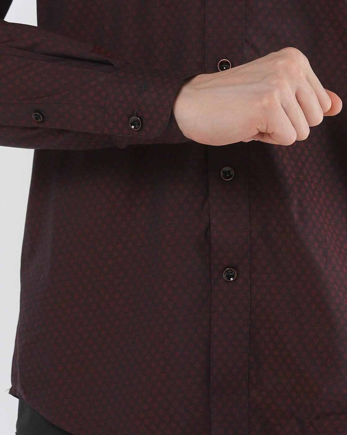 JOHN PLAYERS | Printed Slim Fit Shirt with Patch Pocket|3