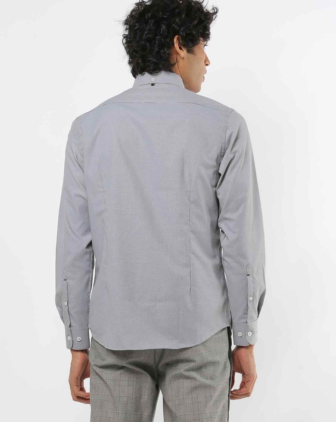 JOHN PLAYERS | Textured Slim Fit Shirt with Patch Pocket|1