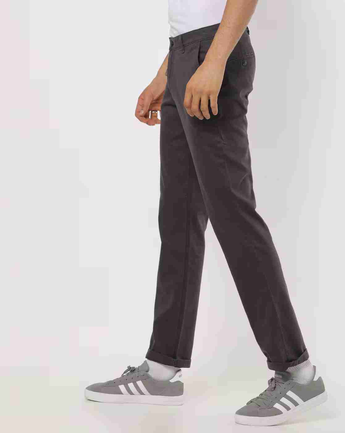 JOHN PLAYERS | Mid-Rise Slim Fit Flat-Front Trousers|1