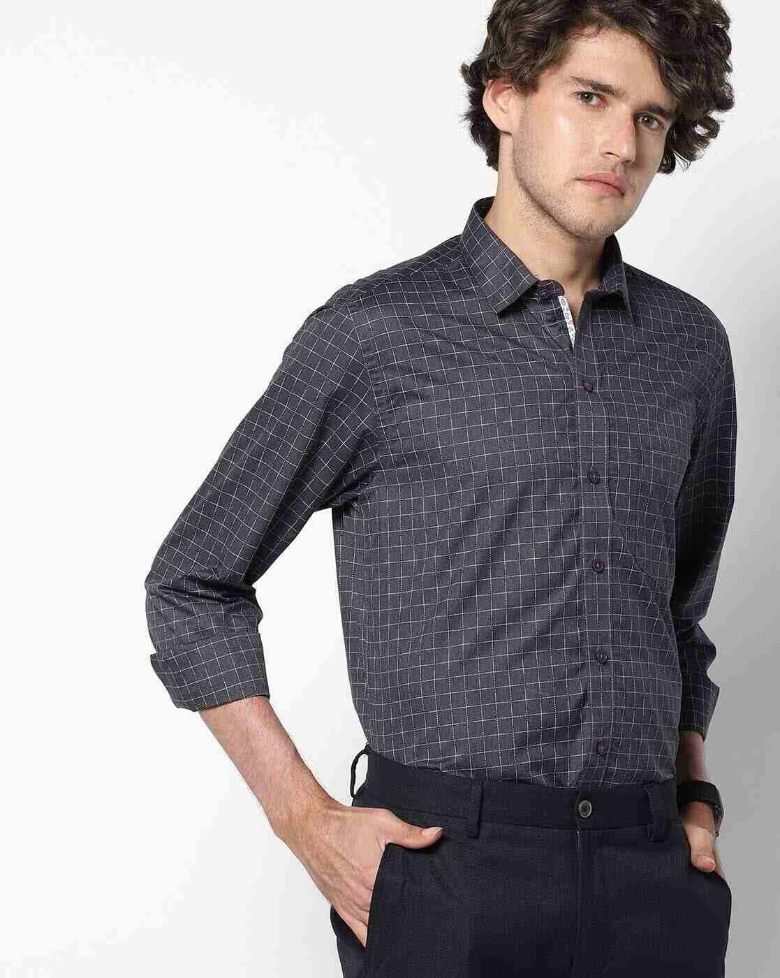 JOHN PLAYERS | Checked Slim Fit Shirt with Patch Pocket|0