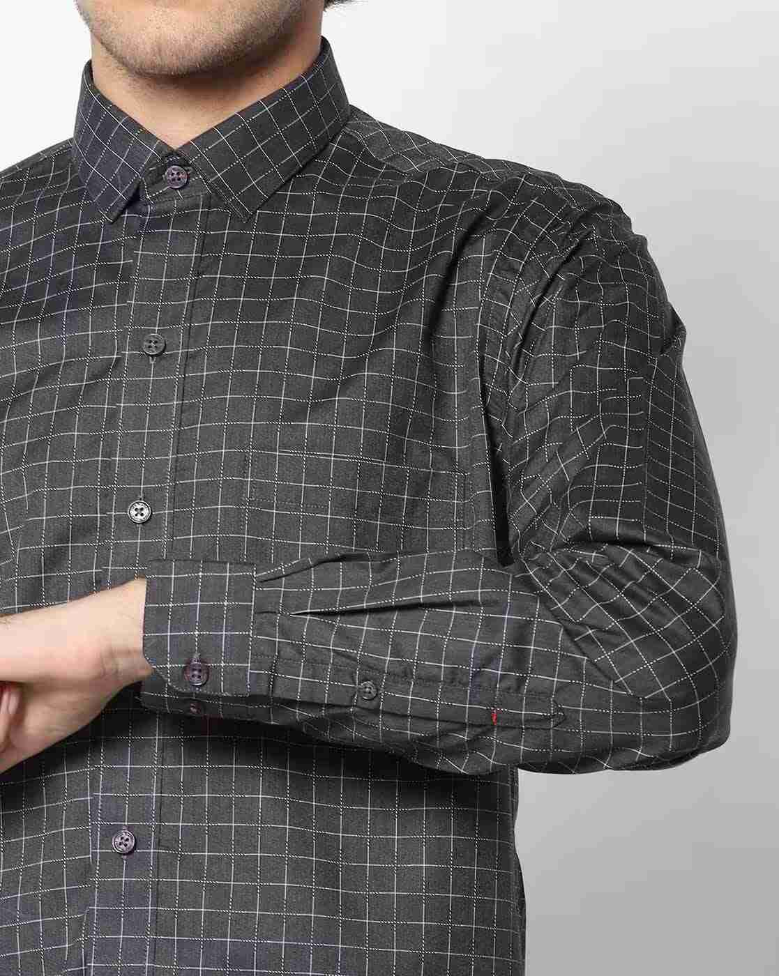 JOHN PLAYERS | Checked Slim Fit Shirt with Patch Pocket|2
