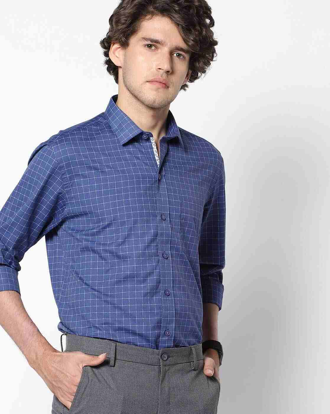 Checked Slim Fit Shirt with Patch Pocket