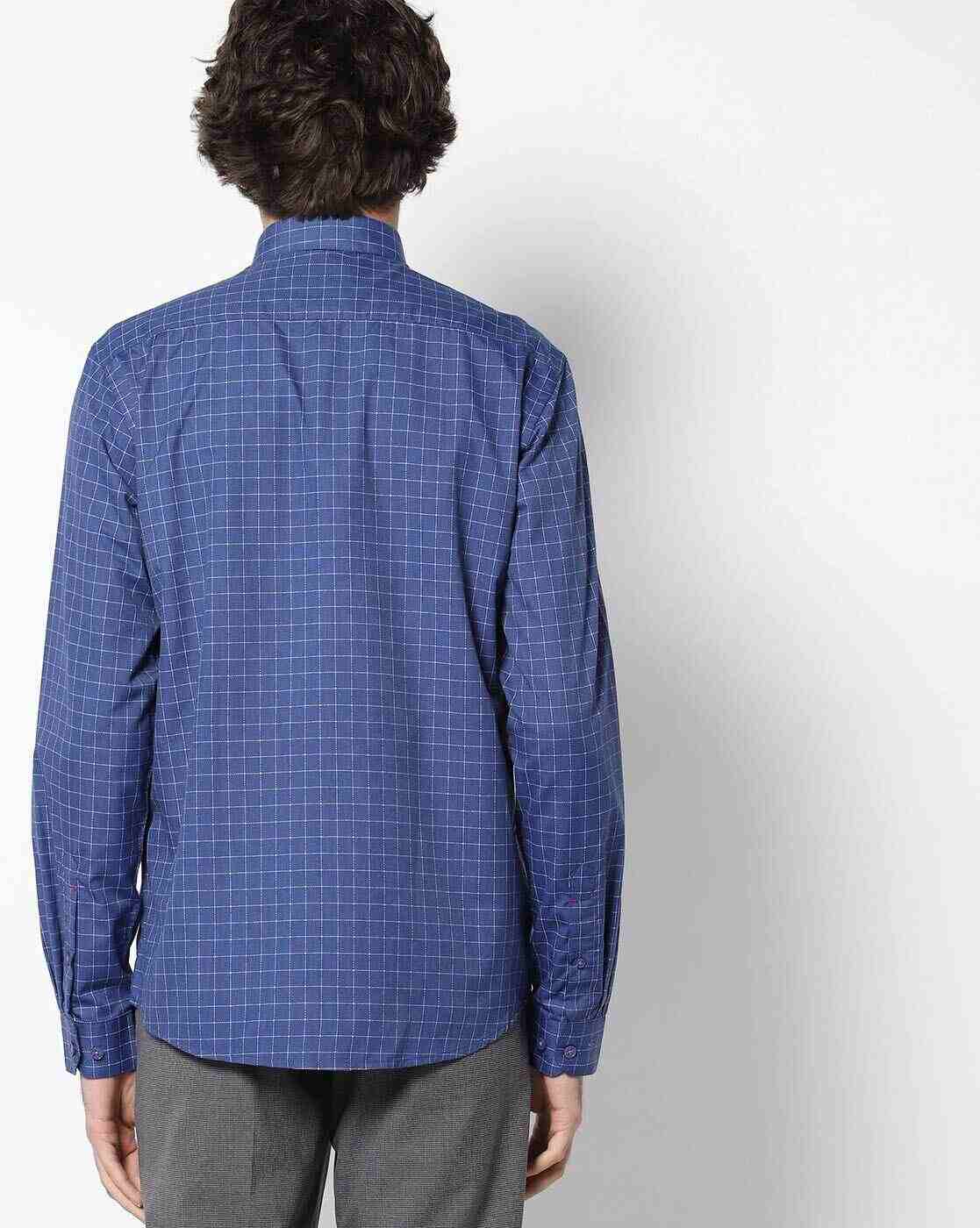 JOHN PLAYERS | Checked Slim Fit Shirt with Patch Pocket|1