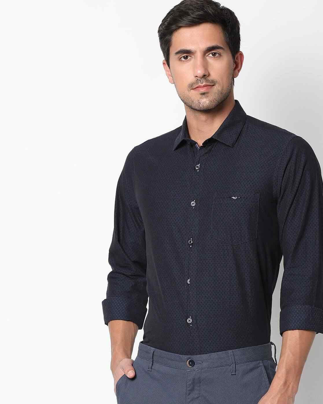 JOHN PLAYERS | Extra Slim Fit Printed Shirt with Patch Pocket|0