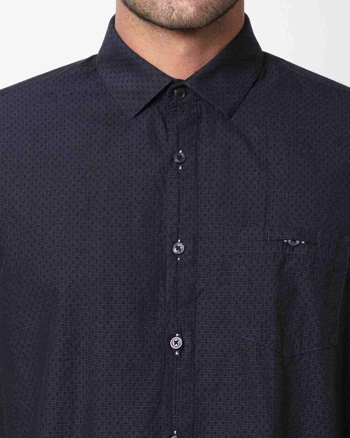 JOHN PLAYERS | Extra Slim Fit Printed Shirt with Patch Pocket|2