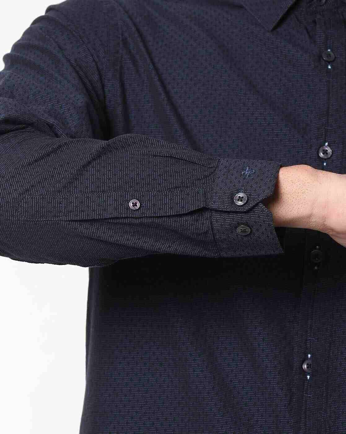 JOHN PLAYERS | Extra Slim Fit Printed Shirt with Patch Pocket|3