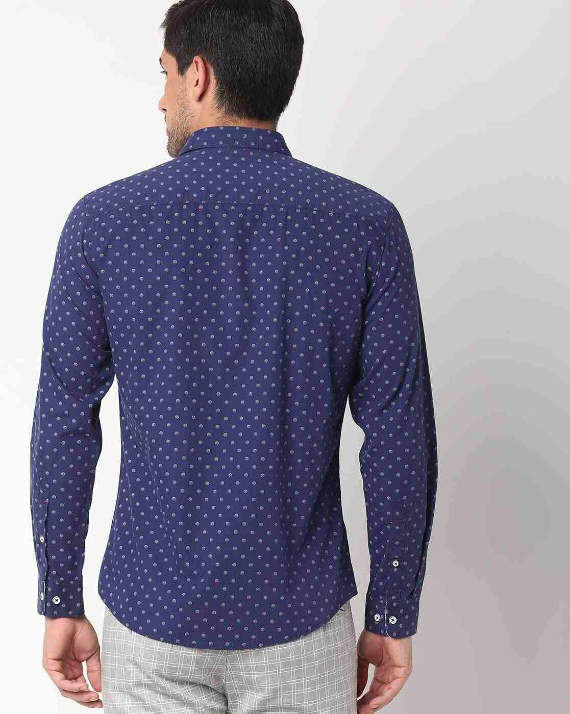 JOHN PLAYERS | Men The Business Casual Polka-Dot Extra Slim Fit Shirt|1