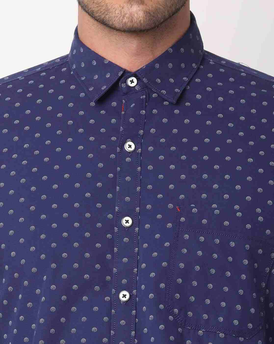 JOHN PLAYERS | Men The Business Casual Polka-Dot Extra Slim Fit Shirt|2