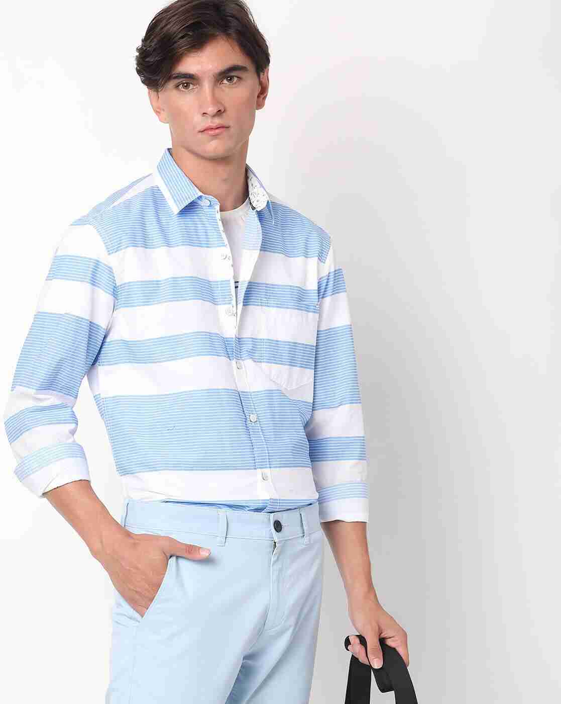 JOHN PLAYERS | Striped Extra Slim Fit Shirt with Patch Pocket|0