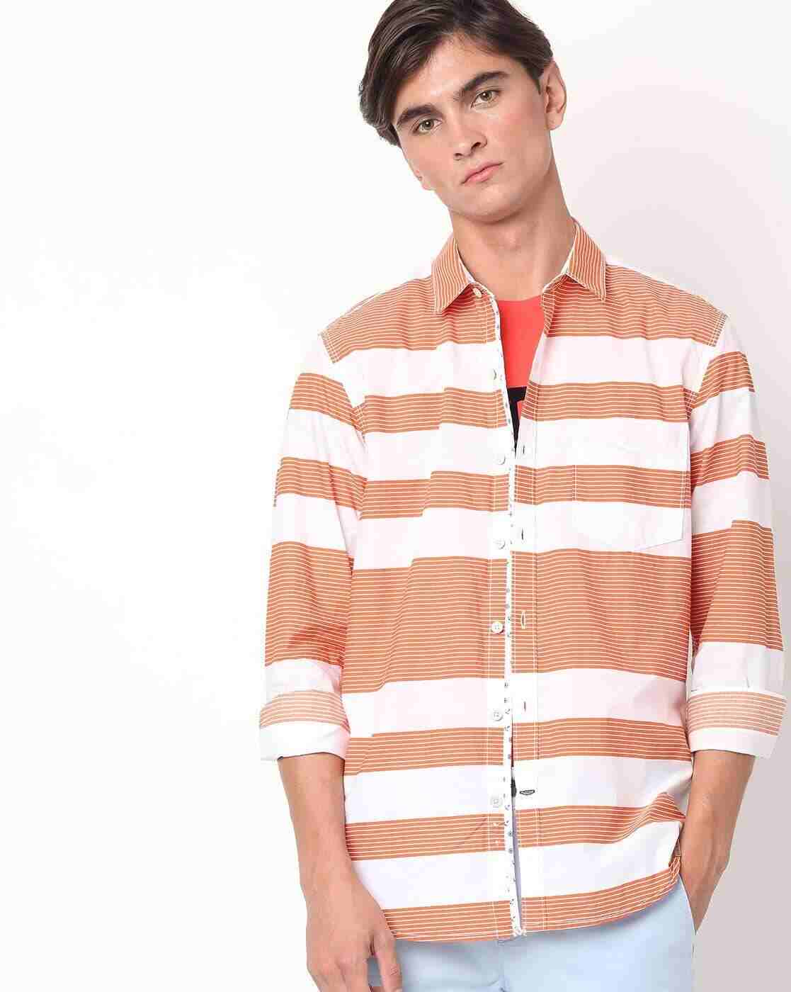 Men Striped Extra Slim Fit Shirt with Patch Pocket