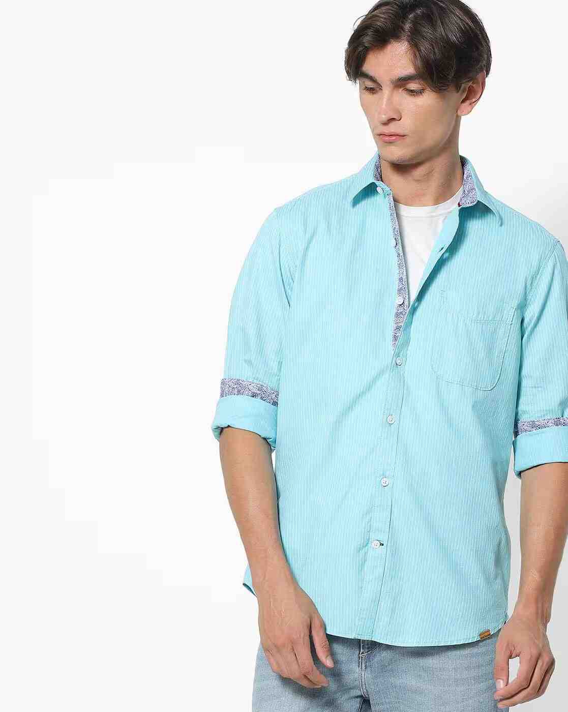 John Players | Men The Business Casual Striped Extra Slim Fit Shirt|0