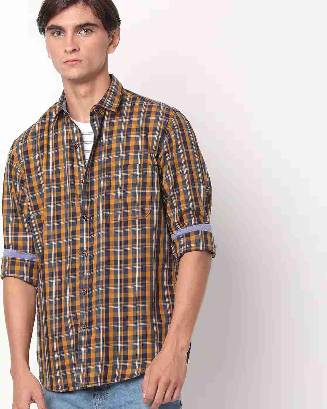 JOHN PLAYERS | Checked Extra Slim Fit Shirt with Patch Pocket|0
