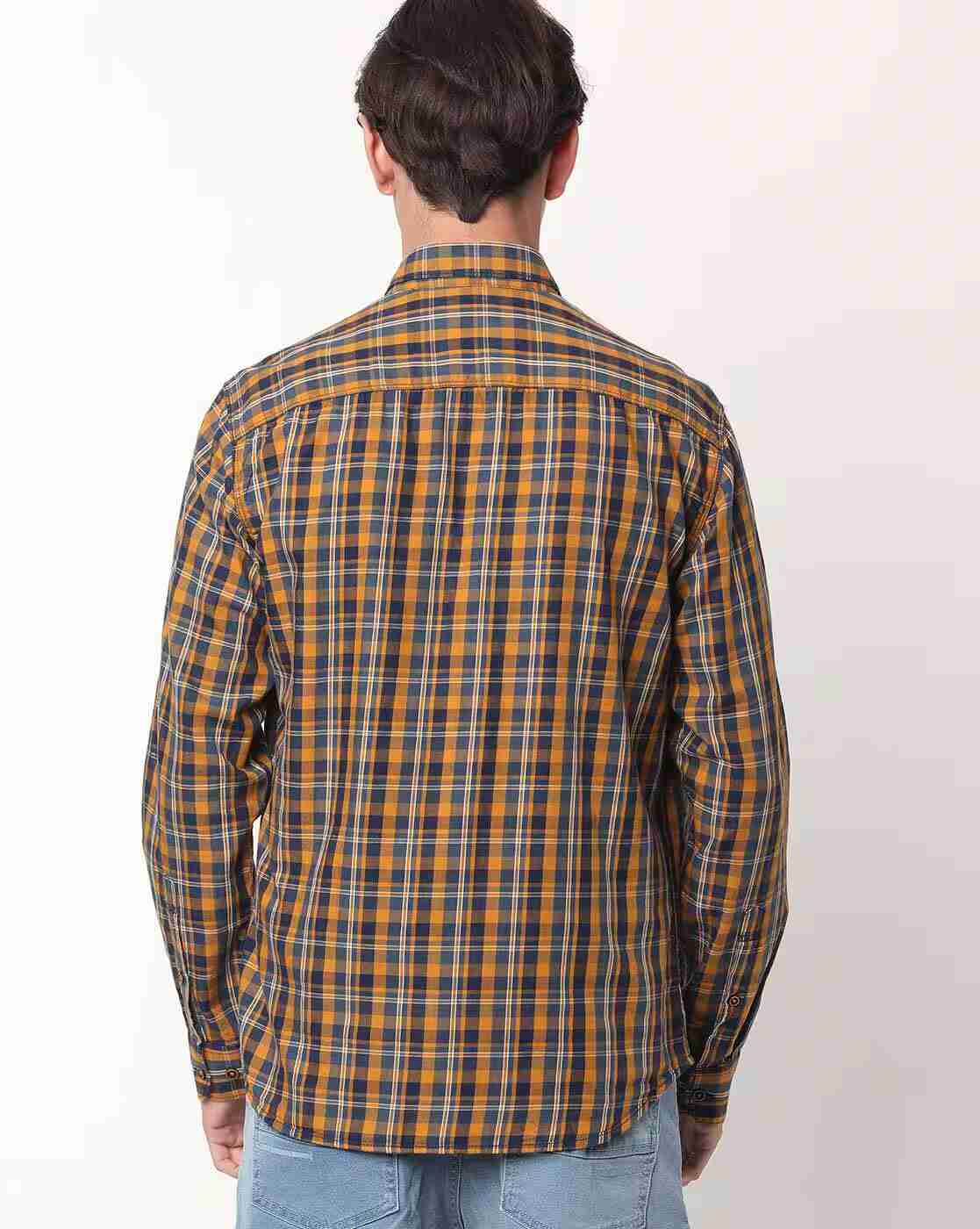JOHN PLAYERS | Checked Extra Slim Fit Shirt with Patch Pocket|1